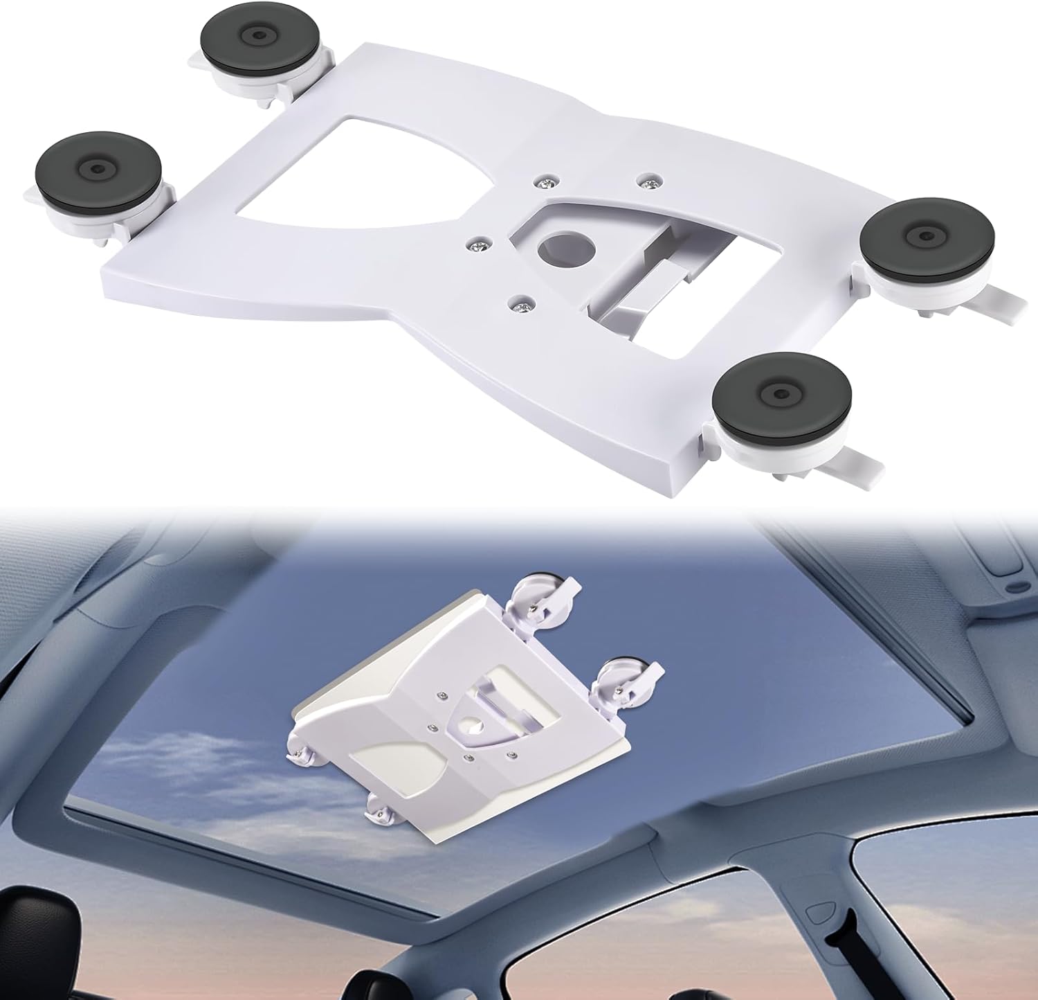 Samchilderlan GADFISH Starlink Mini Mount front view showcasing the four adjustable white suction cups for car roof installation.