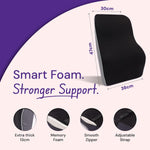 Careforce black and grey lumbar support showing elastic strap