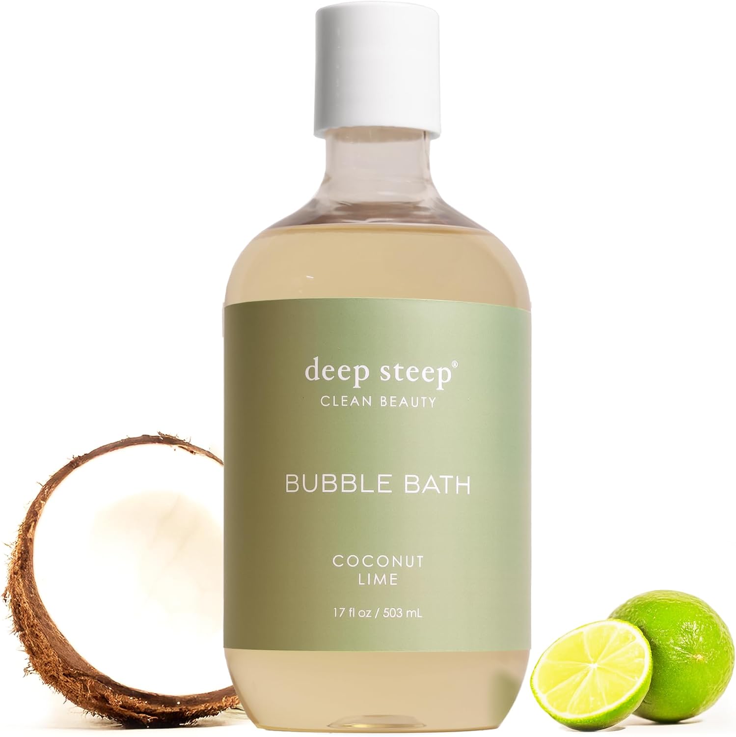 Deep Steep Coconut Lime Bubble Bath front view bottle container