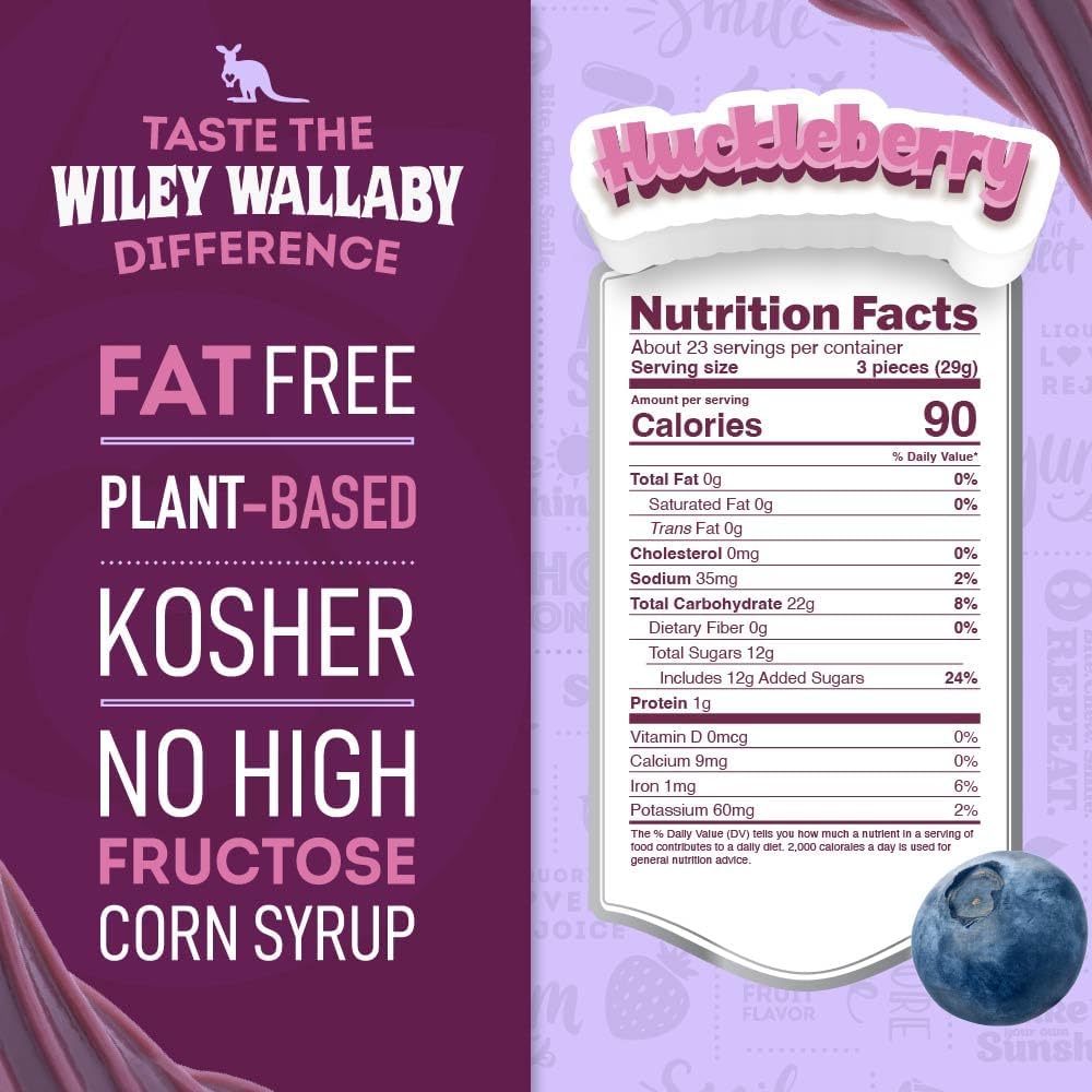 Wiley Wallaby gourmet soft and chewy huckleberry licorice twists
