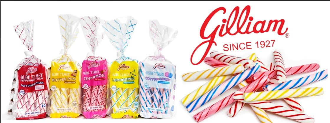 Imported USA cinnamon flavored soft sugar candy sticks packaging detail.