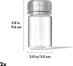 OXO seasoning shaker set showing glass body and stainless steel lid