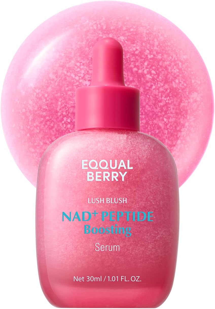 Close-up view of Eqqualberry brightening serum dropper and texture