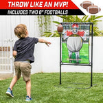 GoSports football throwing target with inflatable footballs and ball pump set