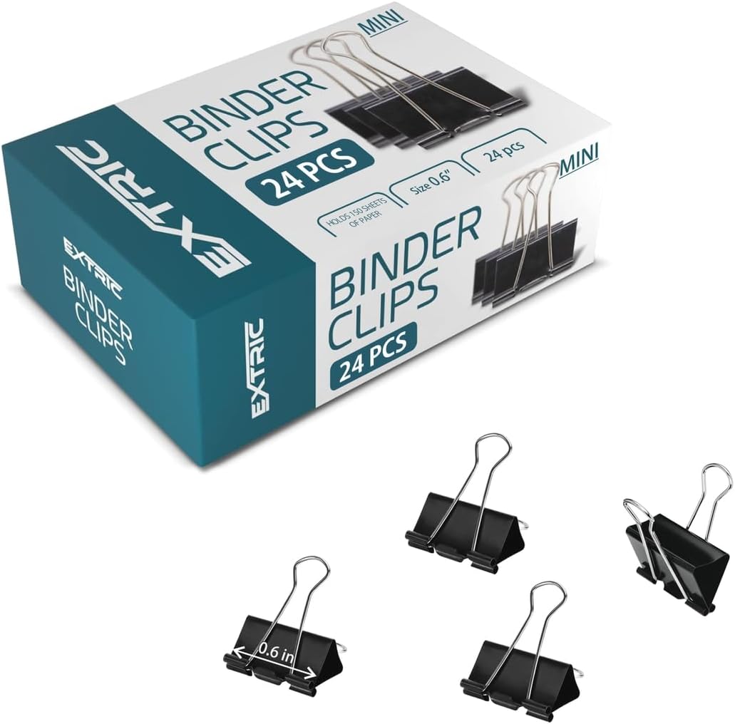 Binder Clips - 48 Small Binder Clips, 0.75 Inch Black Paper Clamps, File Clip for Home, Office and School Supplies - Image 15