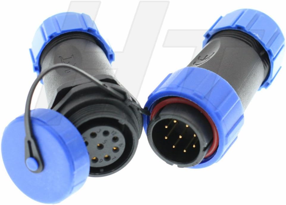 HangTon HE21 9 Pin Waterproof Connector gold plated contacts and pin layout