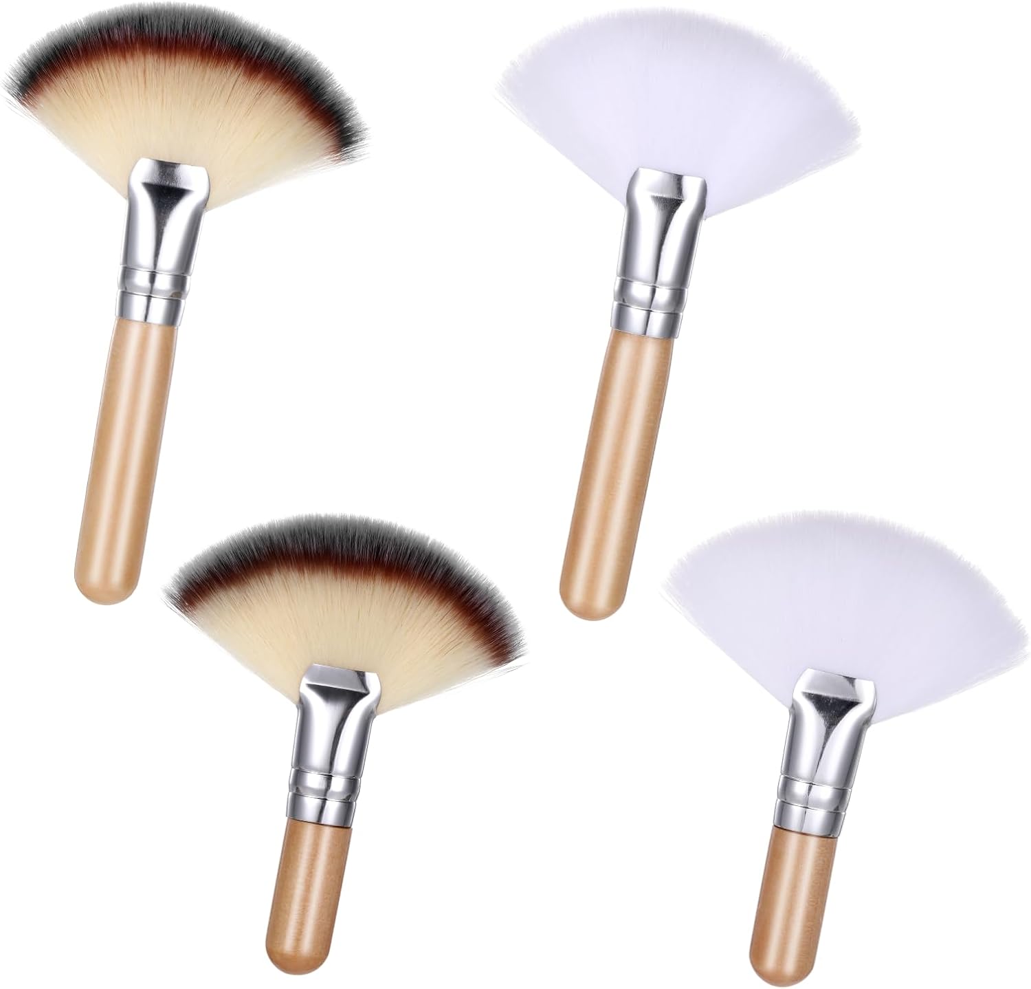 Lusofie fluffy fan facial brushes front view showing the four piece professional esthetician set
