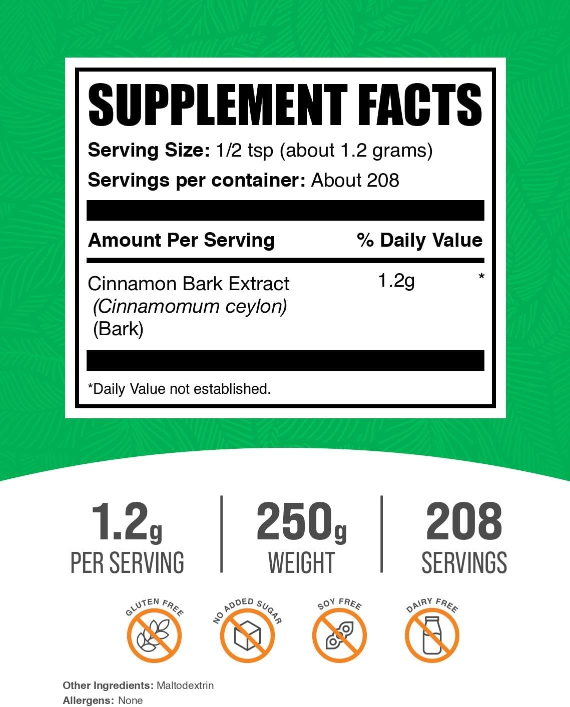 BulkSupplements cinnamon powder herbal supplement pouch