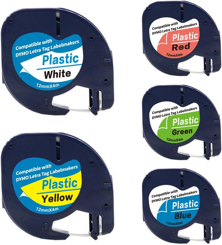 5-Pack Compatible with Dymo Letratag Refills 91200 91330 10697 S0721510 Label Maker Tape White Paper 12mm x 4m 1/2" x 13', Work with Dymo Letra Tag LT-100H LT-100T Plus 200B QX50 XR XM 2000 - Image 12