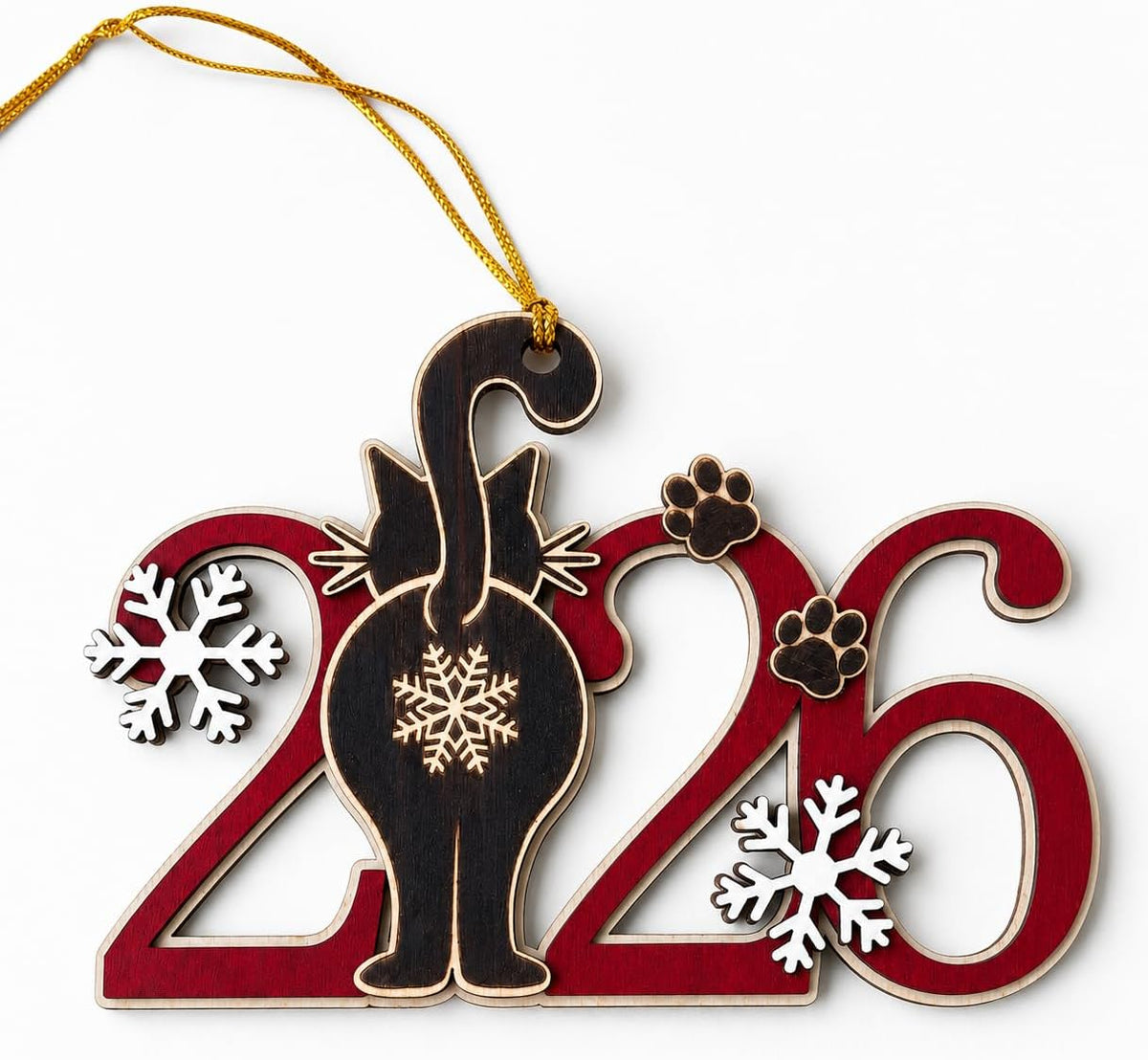 Fun holiday decoration for kitten owners hanging on display