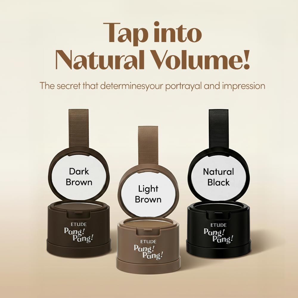 Root touch up hair color powder compact open with built-in mirror and applicator puff.