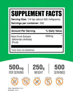 BulkSupplements pure Morinda citrifolia powder dietary supplement ingredient label