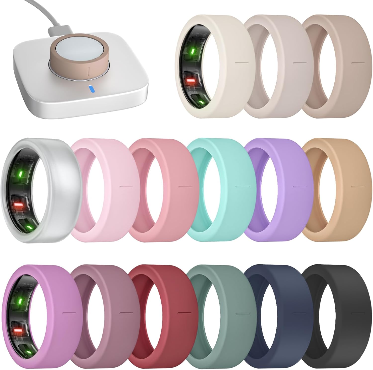 BandRain ultra thin ring covers fifteen pack front view showing multiple colors
