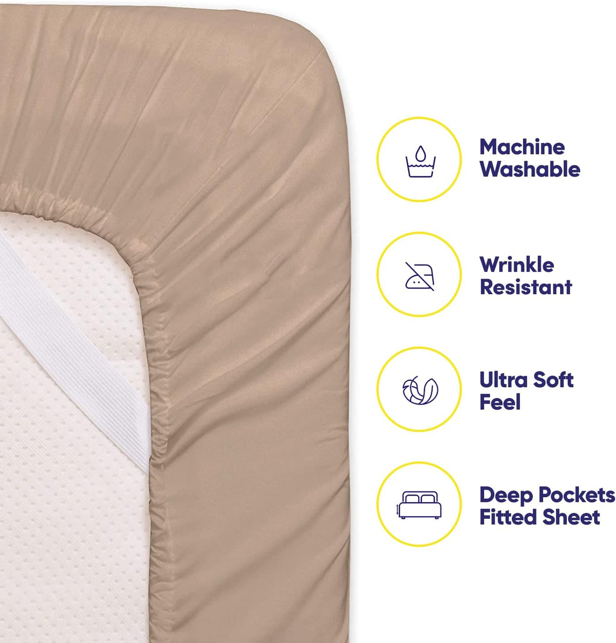 Sweet Home Collection fitted sheet with deep pockets close up