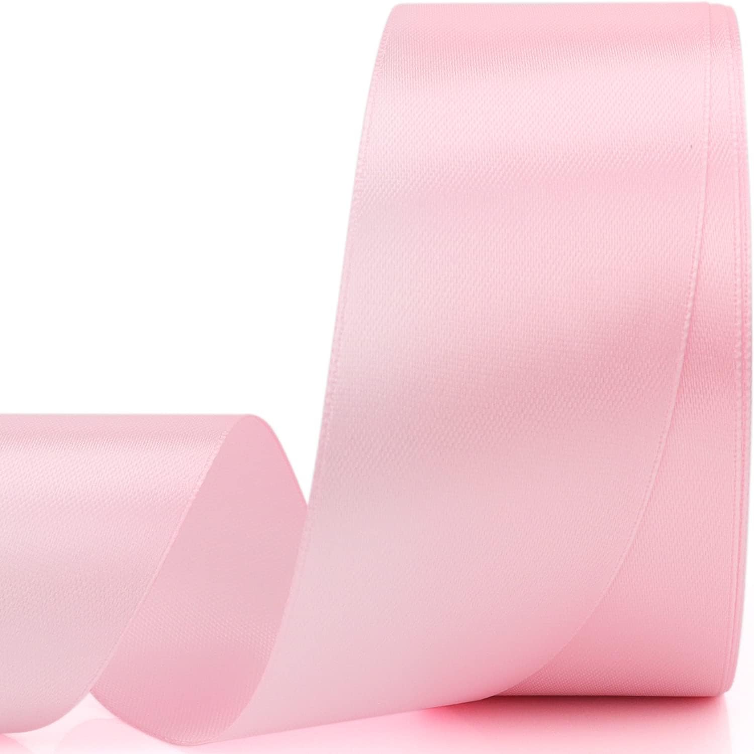 Nsilu pale pink satin ribbon roll front view