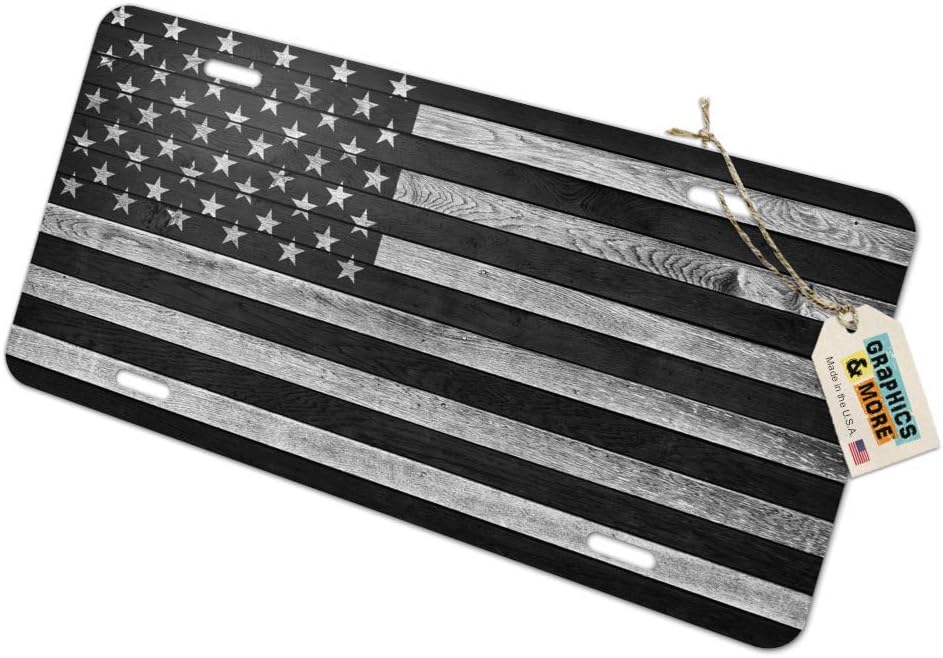 Graphics And More Rustic Subdued American Flag License Plate front view novelty tag