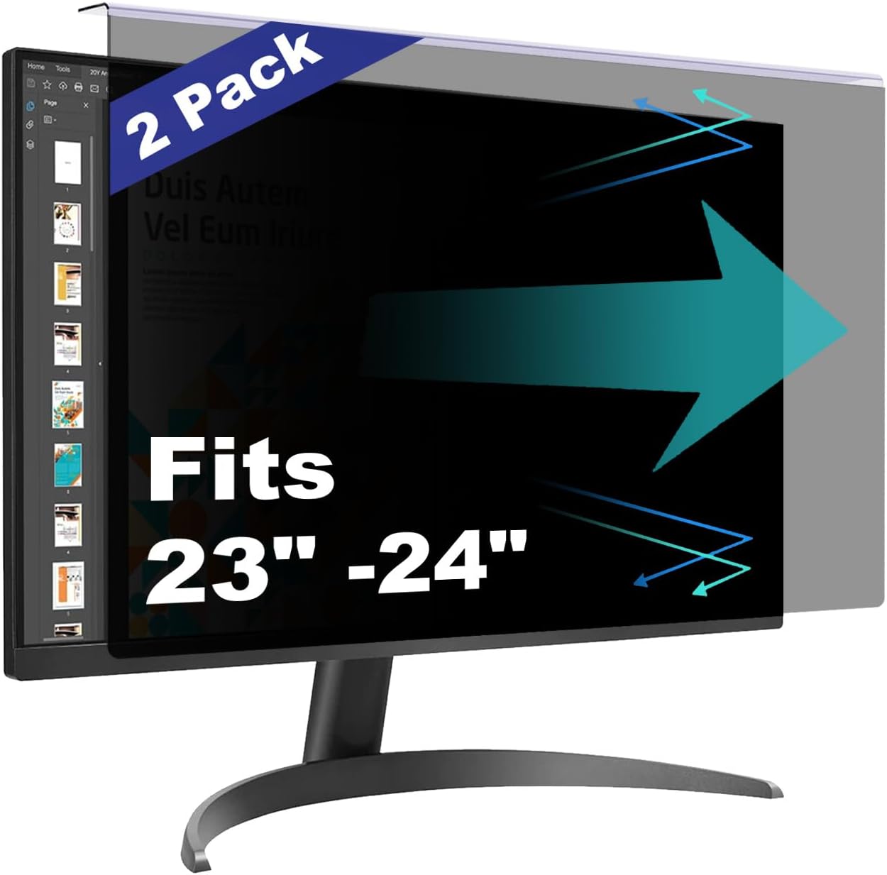 Pozlle computer privacy screen shield two pack front view on desktop monitor