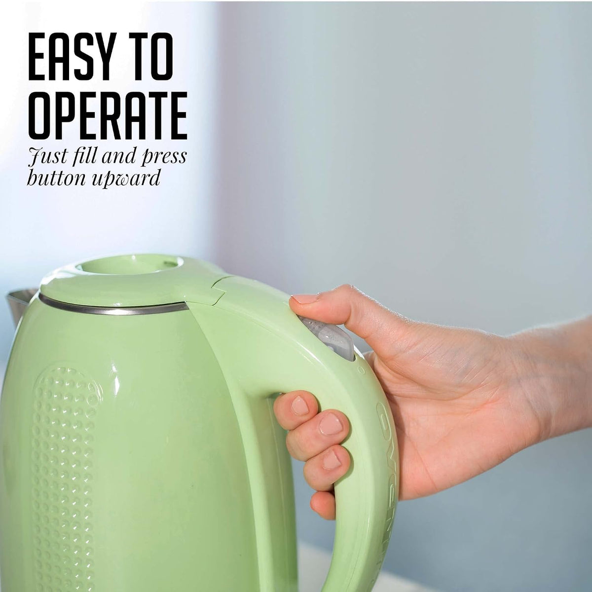 Ovente electric kettle lifestyle placement