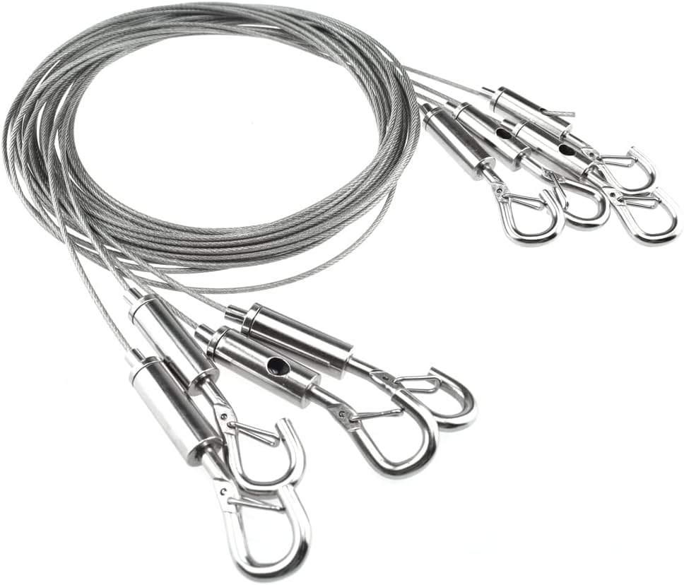 SDTC Tech stainless steel wire rope front view with hooks