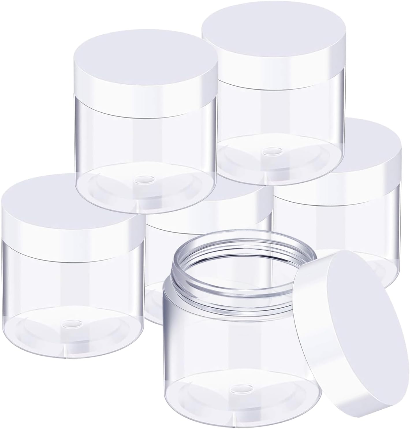 Satinior 6 Pack 3 Ounce plastic jars front view