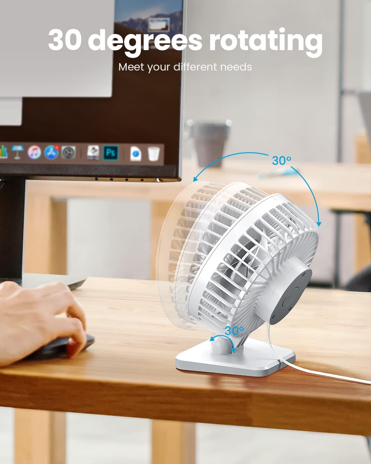 Gaiatop USB Desk Fan, Personal Portable Quiet Small Table Desktop fan - Image 5