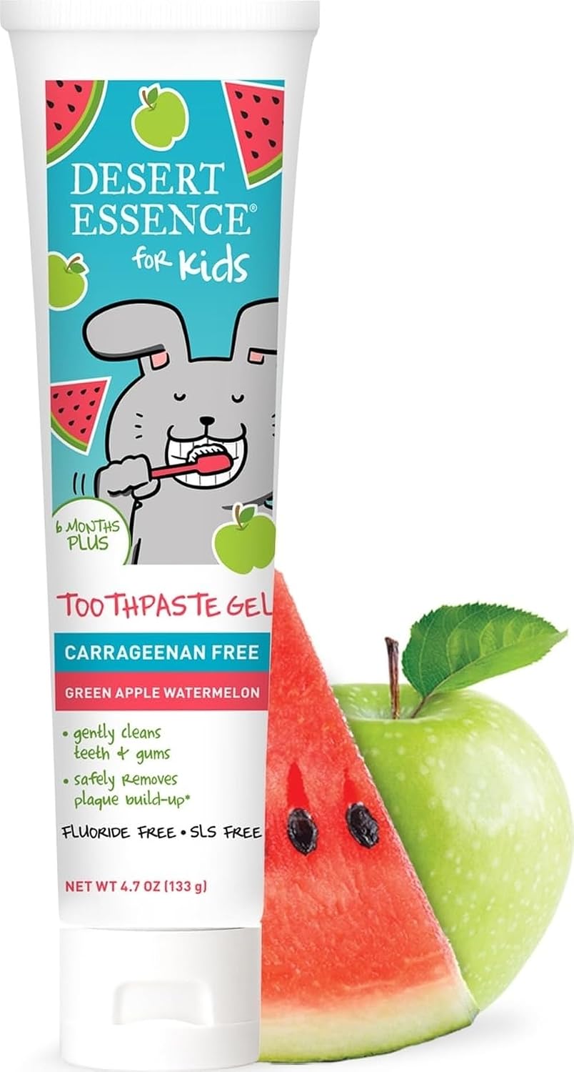Desert Essence kids toothpaste gel front view packaging
