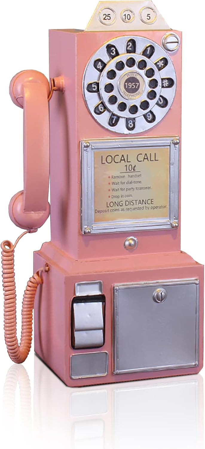 Guyifuny antique pink rotary telephone front view