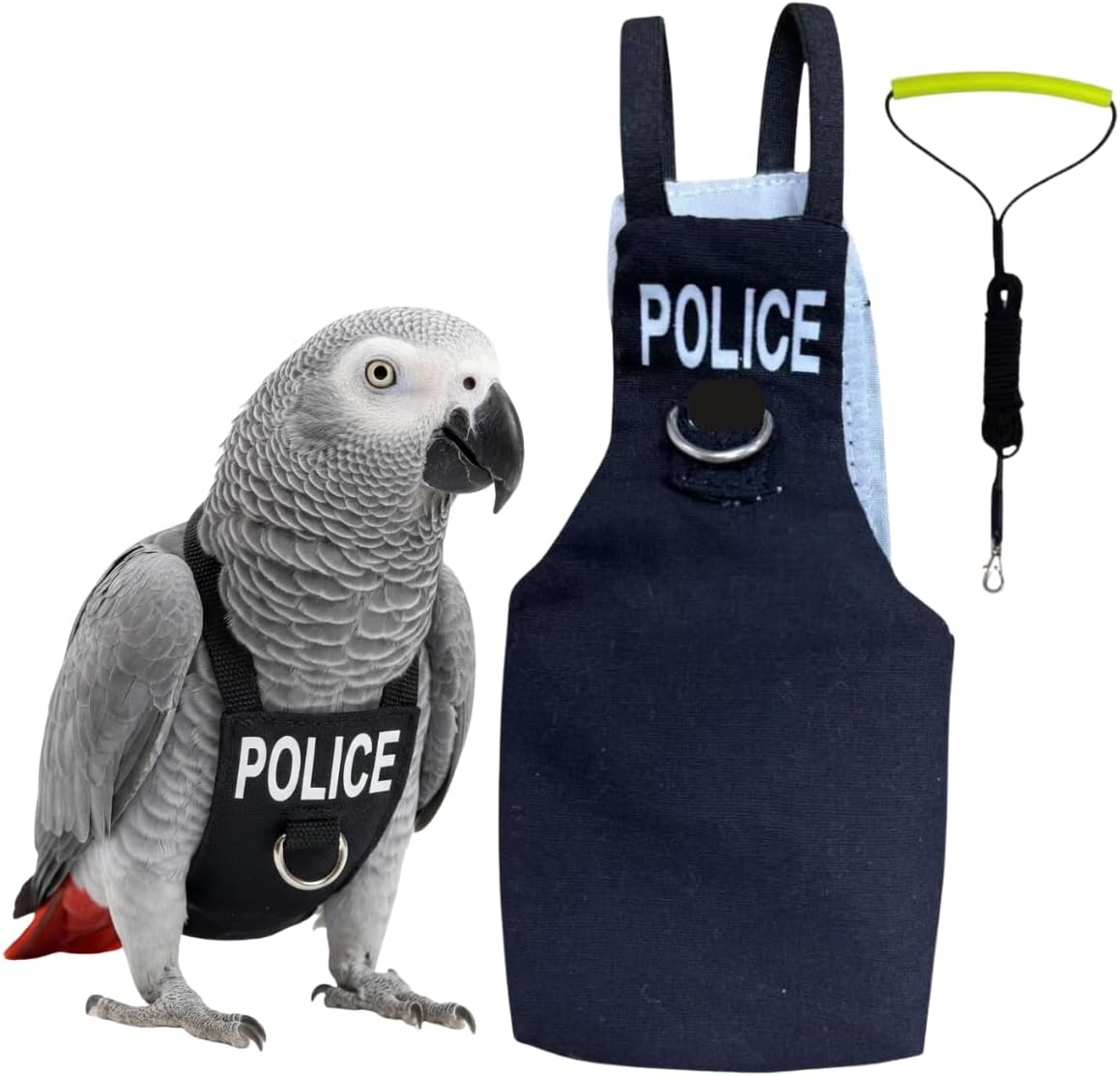 Copfeu bird diaper flight suit front view police theme parrot clothing