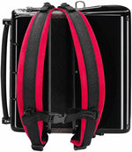 HighLight accordion strap front view showcasing red nylon velvet material.