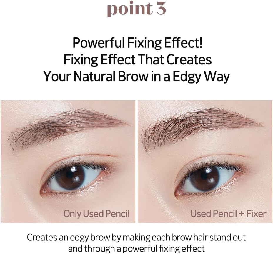 Dual ended ETUDE Bare Edge brow pencil showing both the tip and spoolie.
