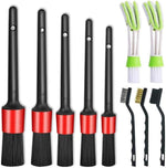 Nurkul 11 Piece Auto Detailing Brush Set featuring red handled boar hair brushes and wire tools.