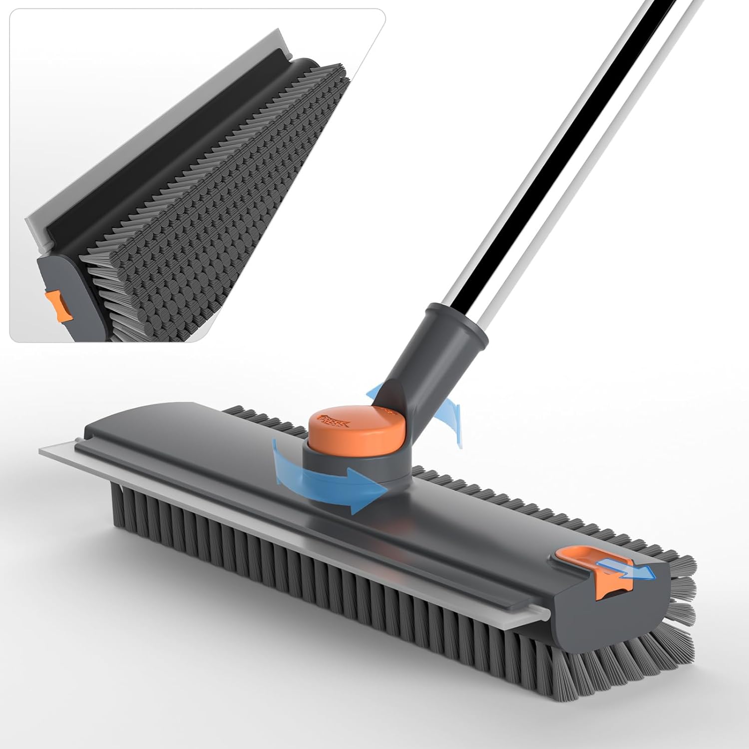 Dolpleap 3-in-1 scrub brush with long handle and squeegee front view