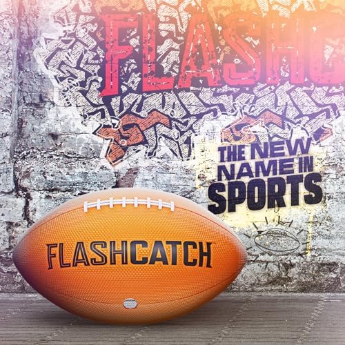 Impact activated youth football glowing vibrant orange in backyard sports setup