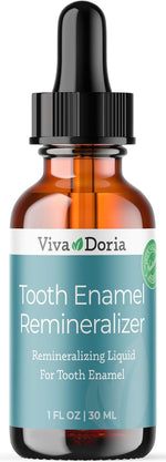 Viva Doria tooth enamel remineralizing liquid front view in amber dropper bottle