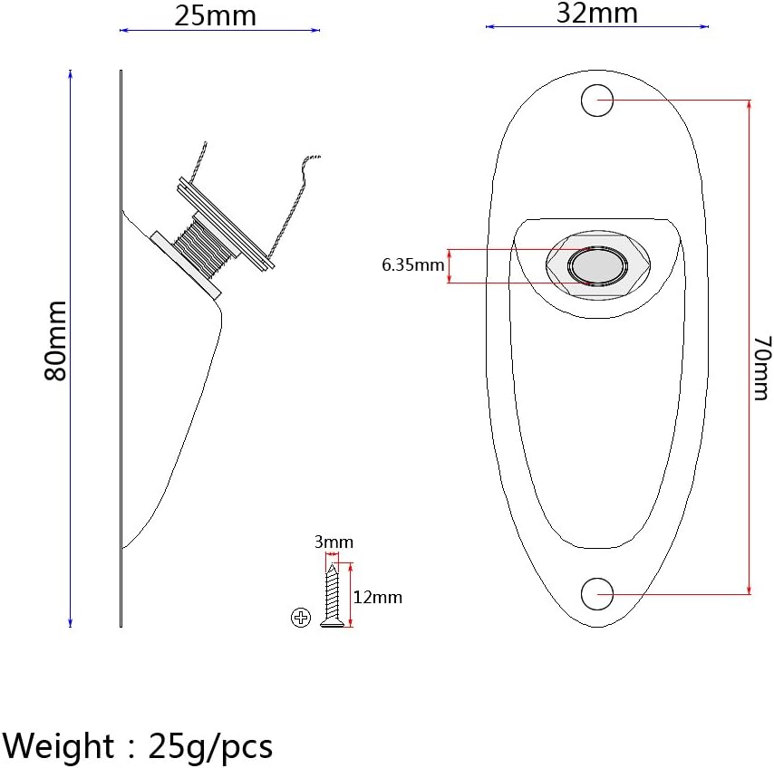Alnicov boat style jack socket plate with mounting screws