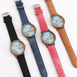 MINILUJIA travel watch close-up detail of the stainless steel case and dial graphics