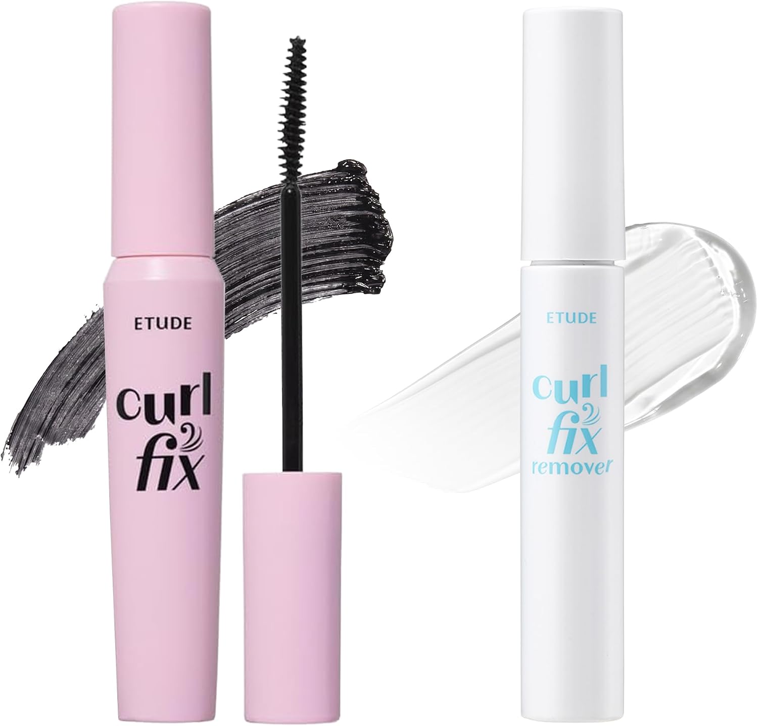 Etude Curl Fix Mascara and Mascara Remover set front view showing waterproof eye makeup kit