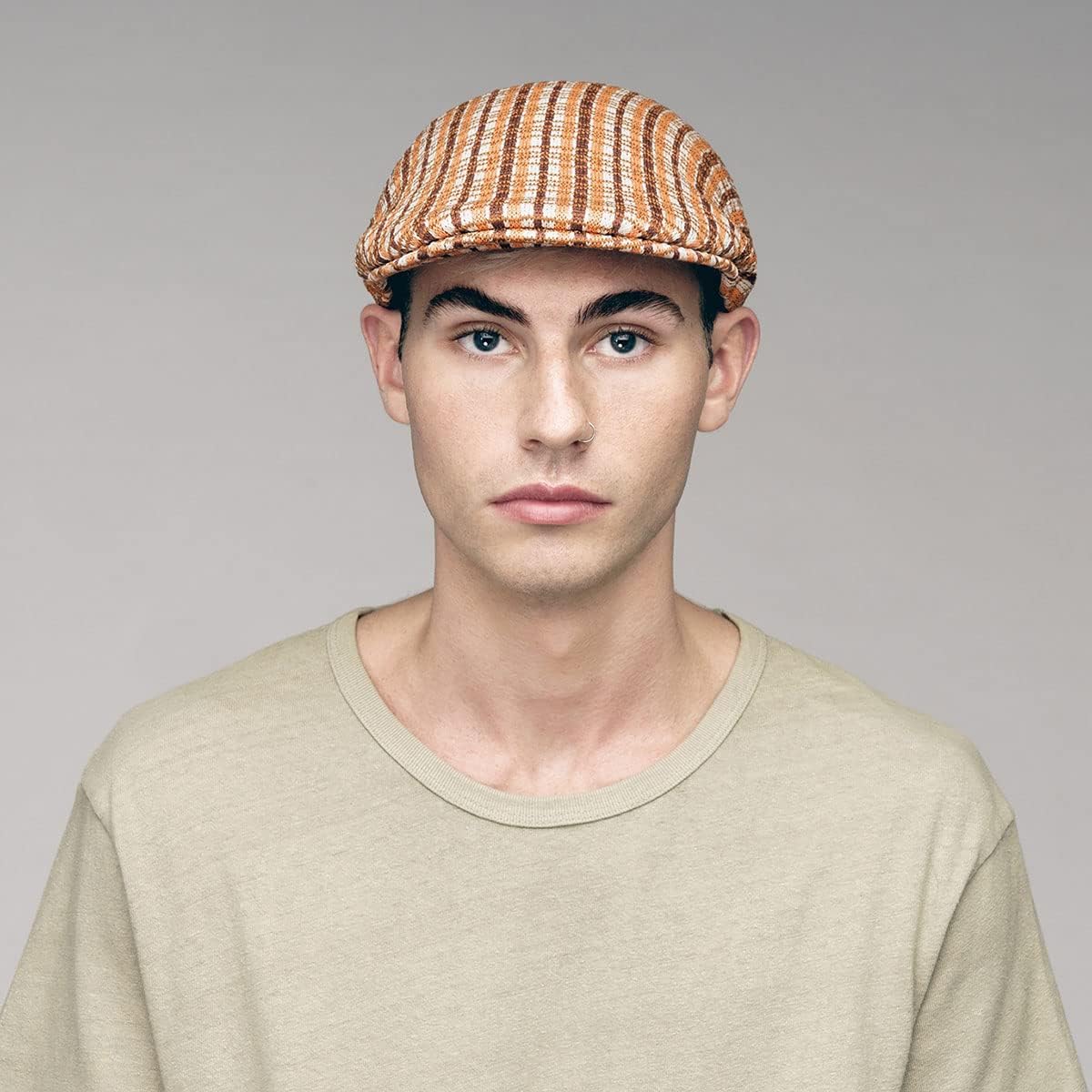 Kangol Prep Plaid 507 flat cap side profile displaying the 1.75-inch peak