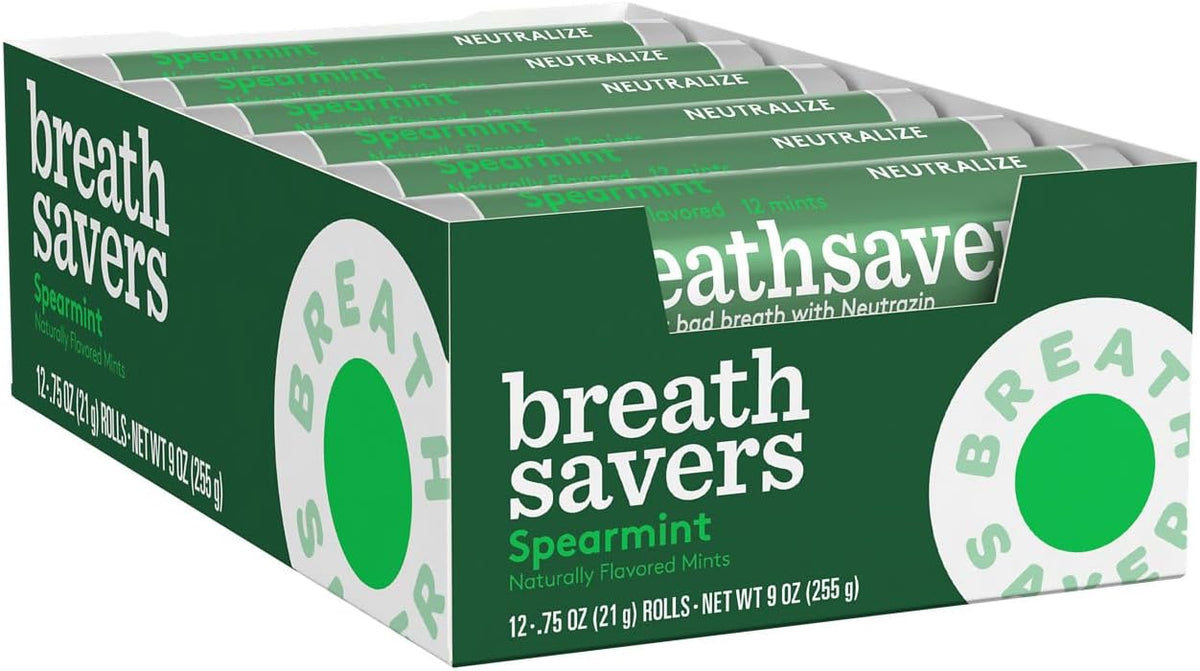 USA imported sugar free breath mints individual roll side view packaging details