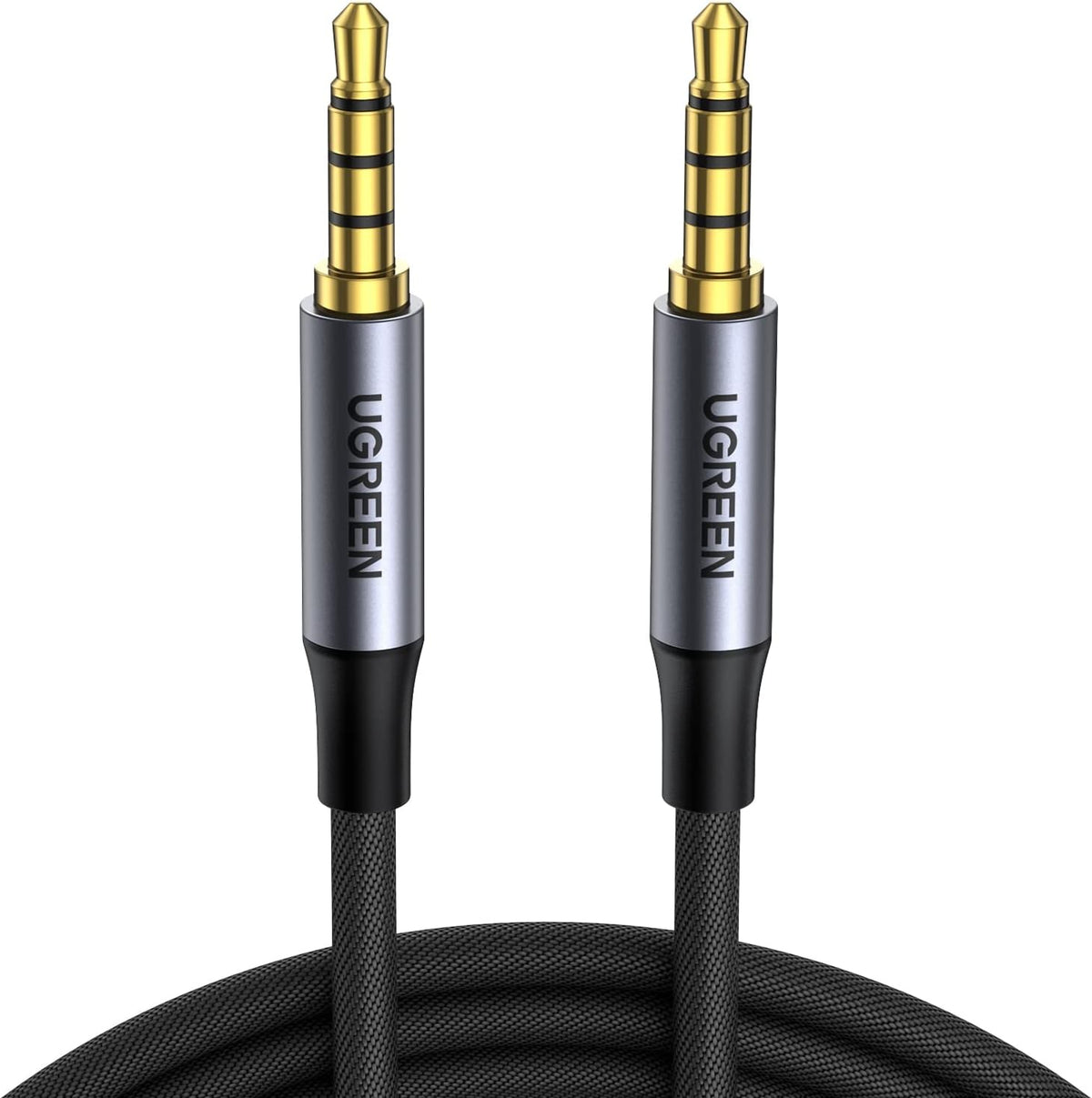 Ugreen 3.5mm audio cable braided 4-pole male to male front view