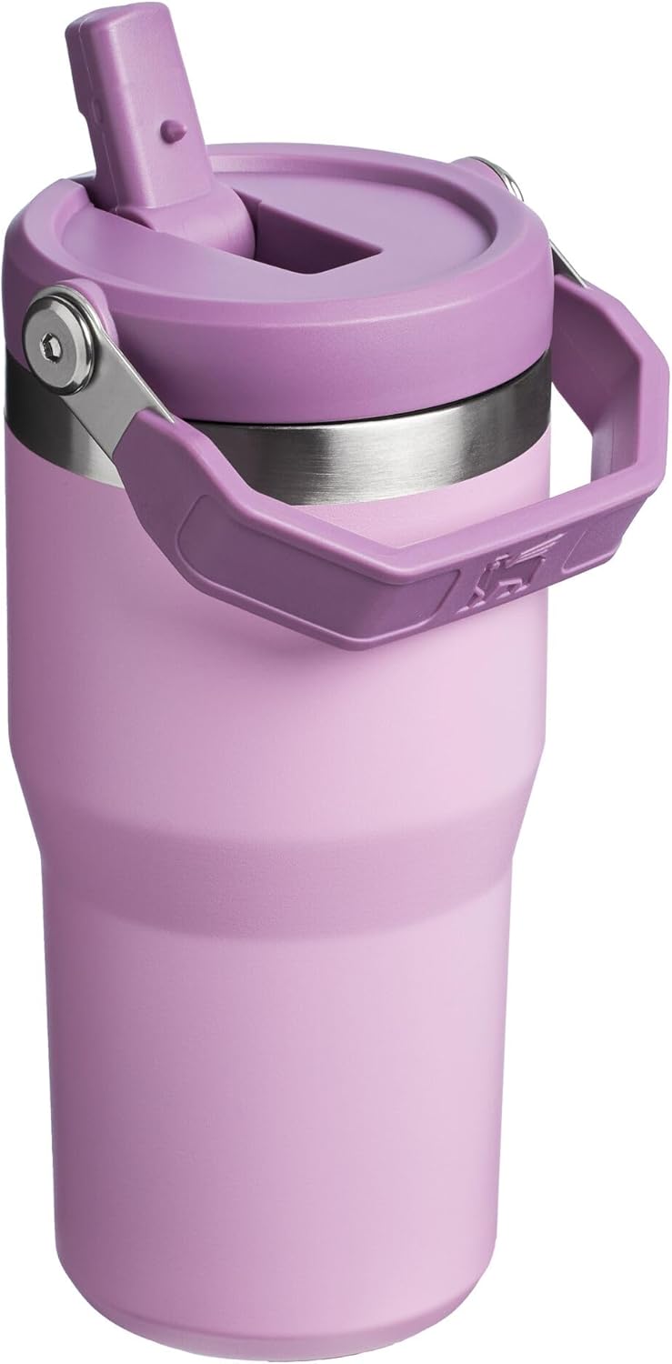 Stanley vacuum insulated stainless steel travel cup in lilac finish side view