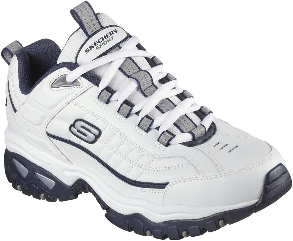 Skechers Men's Energy After Burn white and navy sneaker back heel counter