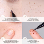 Natural looking espresso glow makeup look achieved using the ETUDE freckle pen.
