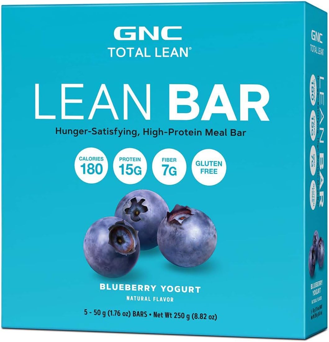 GNC Total Lean Bar | Hunger-Satisfying, High-Protein Meal Bar| Blueberry Yogurt | 5 Bars - Image 1