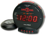 Sonic Alert Sonic Bomb alarm clock front view digital display