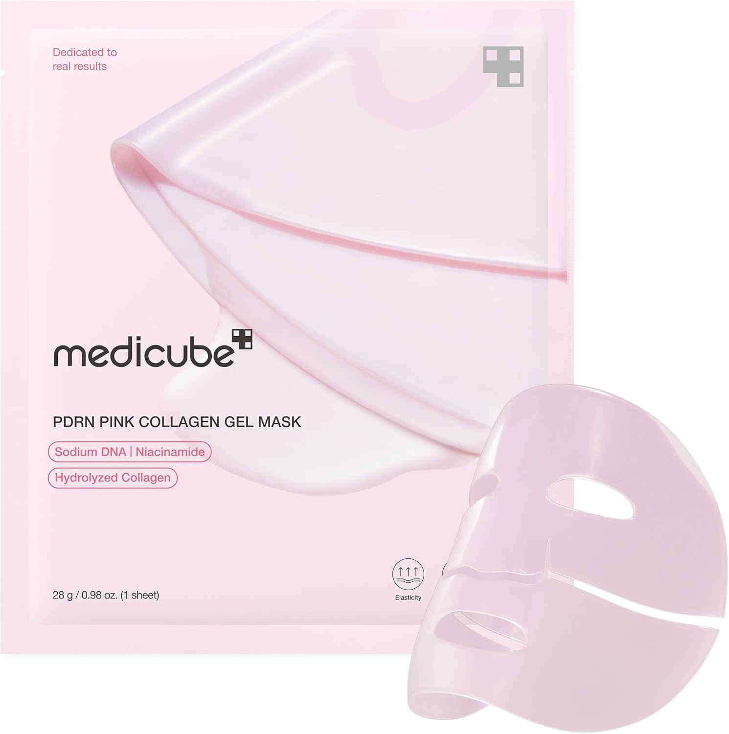 Medicube Salmon DNA PDRN Pink Collagen Jelly Gel Mask front view packaging for glass skin glow