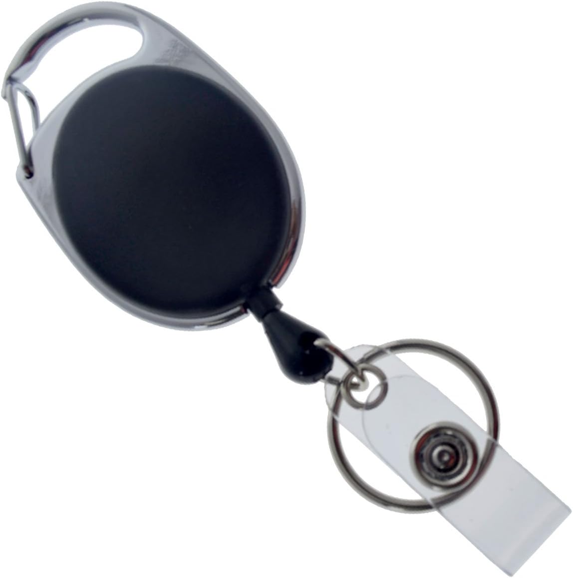 Back view of the solid black oval badge reel by Specialist ID.
