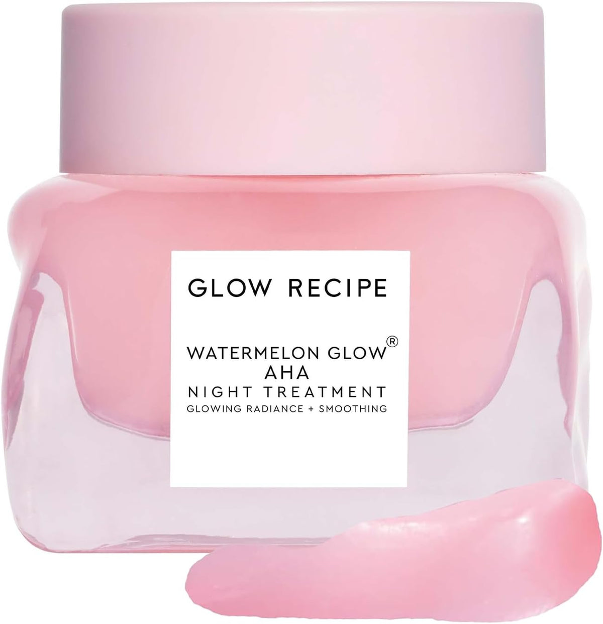 Glow Recipe Watermelon Glow AHA Night Treatment front view of the pink glass jar
