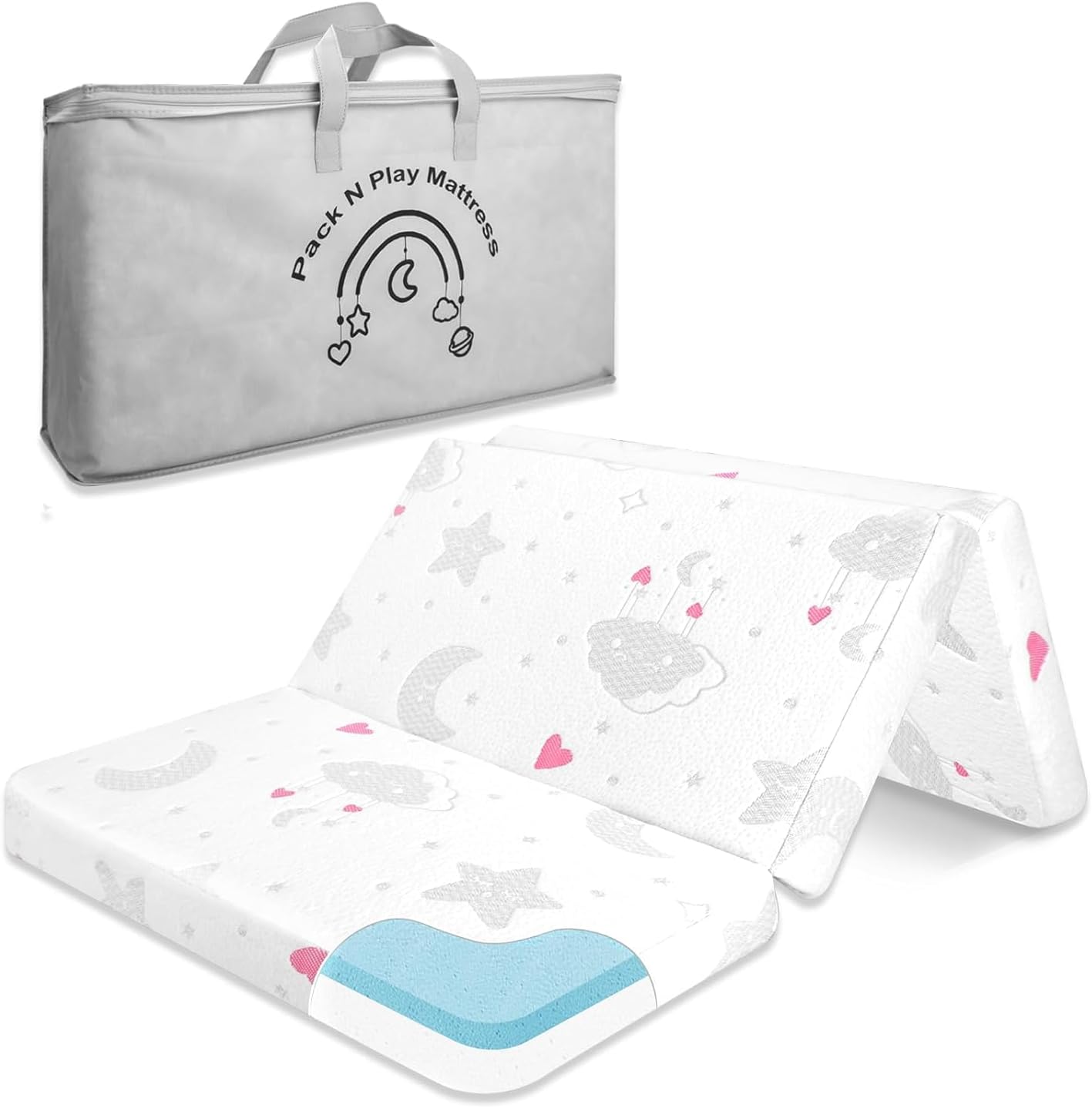 Voomf trifold pack and play mattress front view