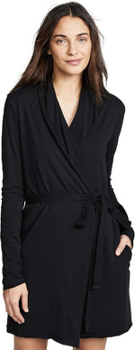 Skin Industries women's wrap robe front view luxury loungewear